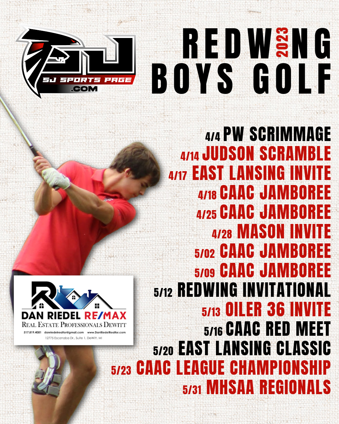 REDWINGS BOYS GOLF SCHEDULE