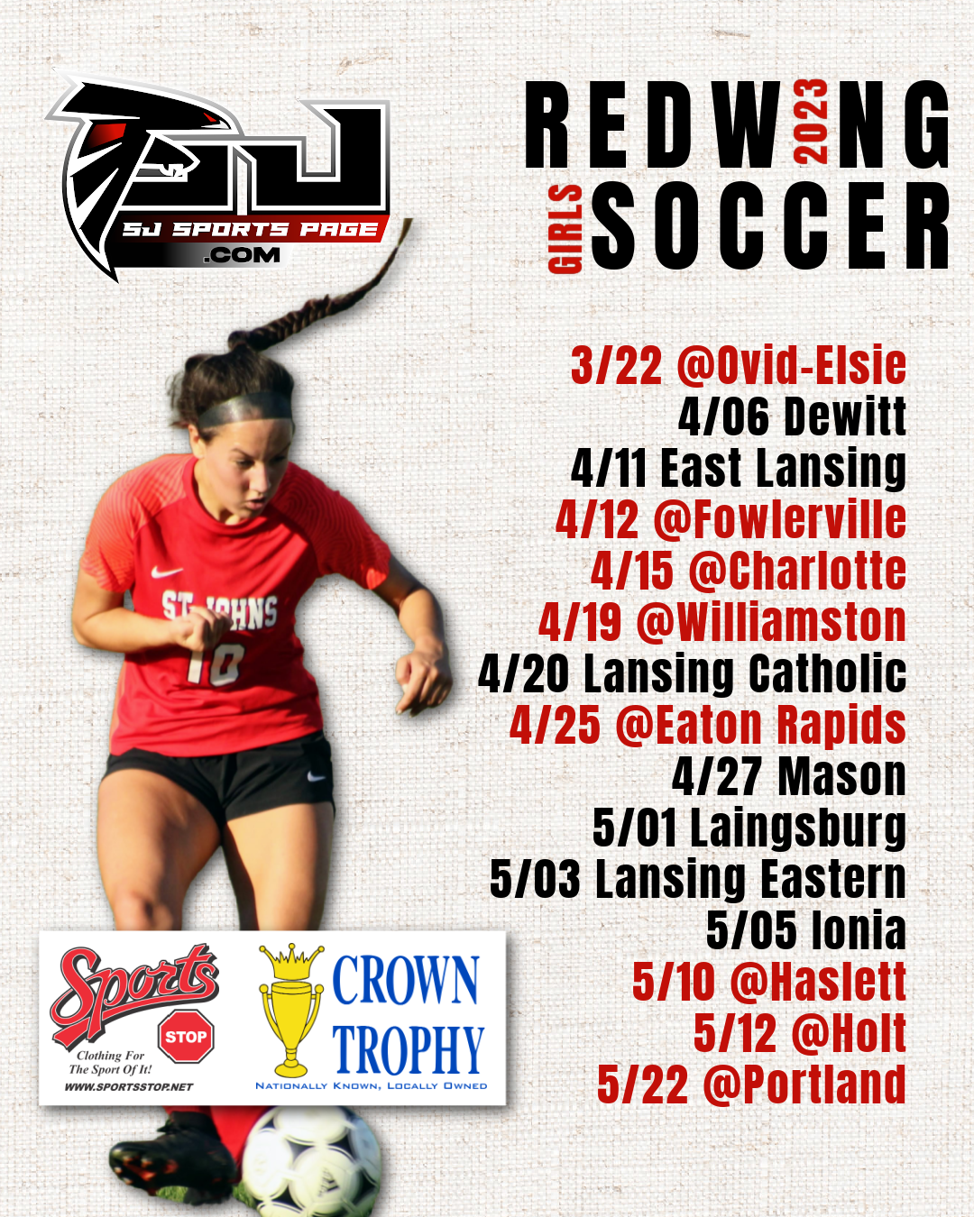 REDWINGS GIRLSS SOCCER SCHEDULE